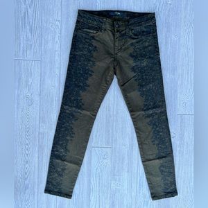 Joe’s Jeans Skinny Ankle Jeans Womens 26 Green Black Floral Print Stretch Denim
